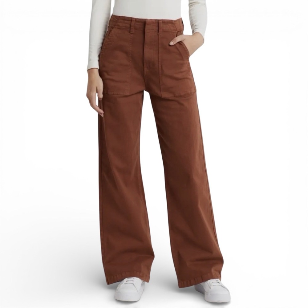 PISTOLA Nicole Stretch Cotton Wide Leg Pants Brown Spice Wash Size 31